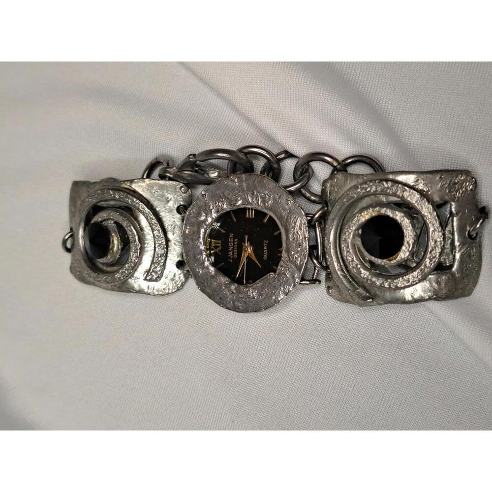 Vintage 1980s J. Jansen Brutalist Watch Bracelet - Working Great, New Battery